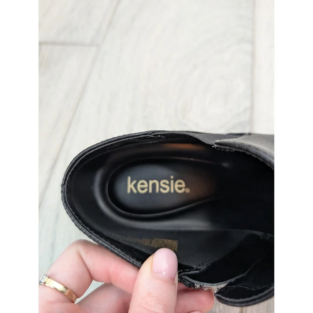 Kensie Sammy Shoes Womens Size 8 Black Chelsea‎ Ankle Boots Side Zip Low Heel